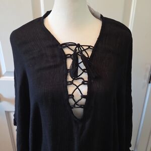 Walter Baker Black Lace-Up Dress Beach Coverup